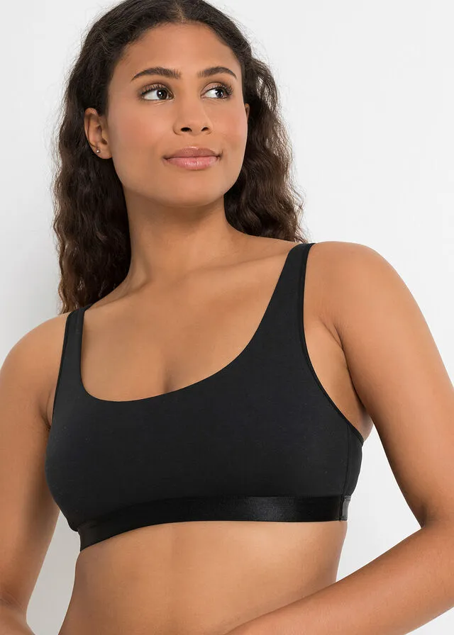 BUSTIER DE ALGODóN ORGáNICO (2 UNIDADES) NEGROBEIGE ARENA